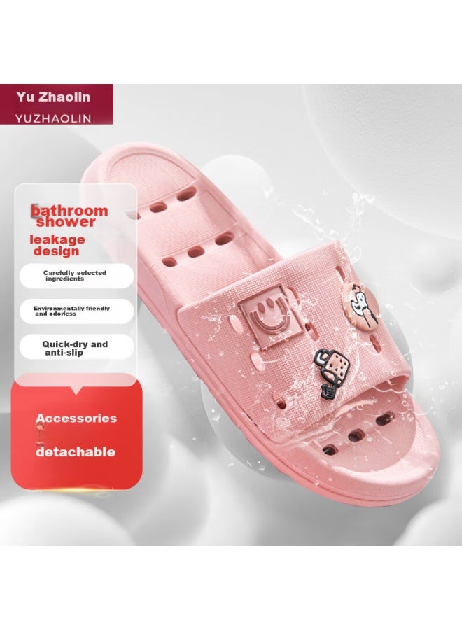 Yuzhaolin Slippers For Men And Women, Bathroom Shower Hollow Water-draining Quick-drying Home Bath Slippers Ye329 Pink 40/41 - Image 2