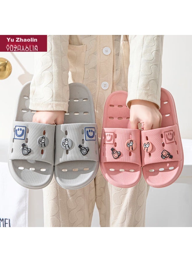 Yuzhaolin Slippers For Men And Women, Bathroom Shower Hollow Water-draining Quick-drying Home Bath Slippers Ye329 Pink 40/41 - Image 4