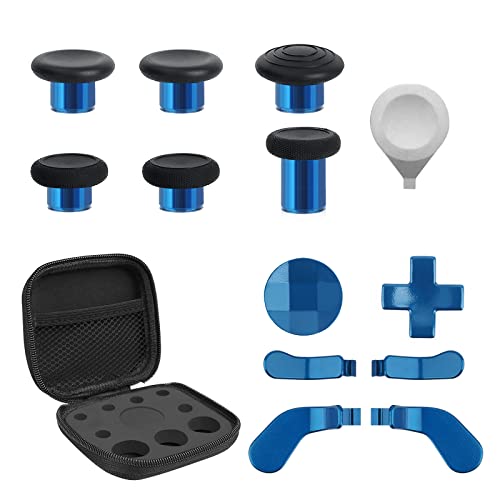 TOMSIN 13 in 1 Xbox Elite Series 2 Controller Accessories Replacement Pack,6 Metal Thumbsticks,2 D-pads,4 Paddles and 1 Adjuster for Xbox Elite Controller Series 2 Core Accessory Parts(Blue) - Image 1