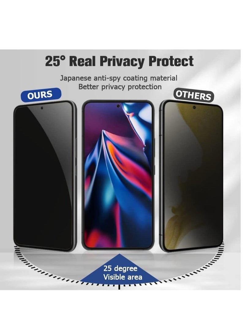 [2+2 Pack] Privacy Screen Protector and Camera Lens Protector for Samsung Galaxy S23+ Plus 6.6 Inch Tempered Glass Saver, Full Coverage, 9H Hardness HD Anti-spy, Fingerprint Unlock  - Image 3