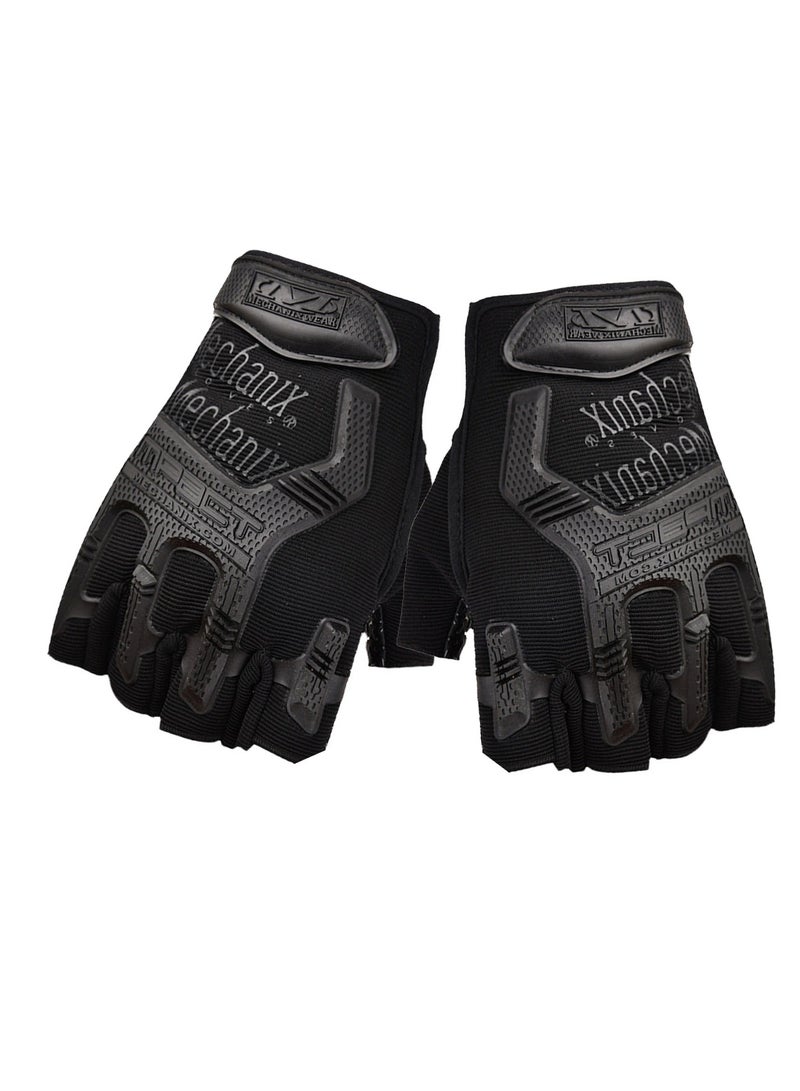 Generic Unisex Anti-Slip Tactical Mittens Impact Protection Half Finger Gloves Sport Utility Fingerless Gloves, Black - Image 1