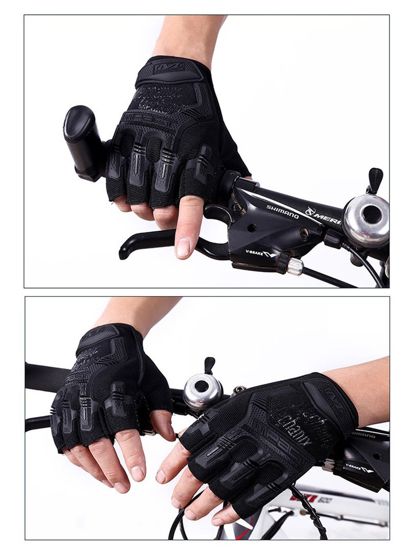 Generic Unisex Anti-Slip Tactical Mittens Impact Protection Half Finger Gloves Sport Utility Fingerless Gloves, Black - Image 3