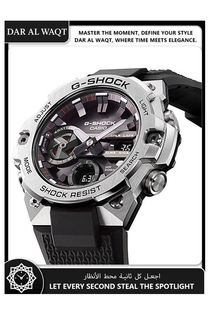 Casio G-STEEL GST-B400-1A Men's Watch - Ultra-Thin 12.9mm Carbon Core Guard, Bluetooth Connectivity, Solar Powered, Silver Metal Band & Case, Shock Resistant, 200M Water Resistant - Image 3