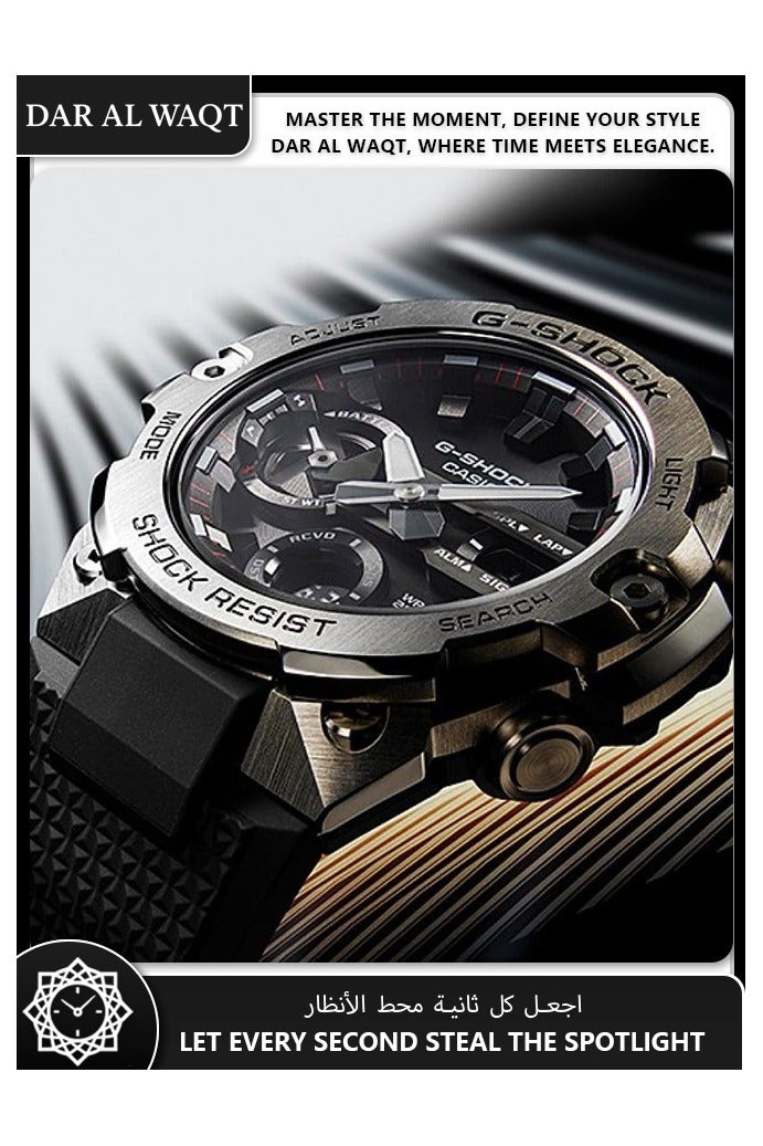 Casio G-STEEL GST-B400-1A Men's Watch - Ultra-Thin 12.9mm Carbon Core Guard, Bluetooth Connectivity, Solar Powered, Silver Metal Band & Case, Shock Resistant, 200M Water Resistant - Image 2