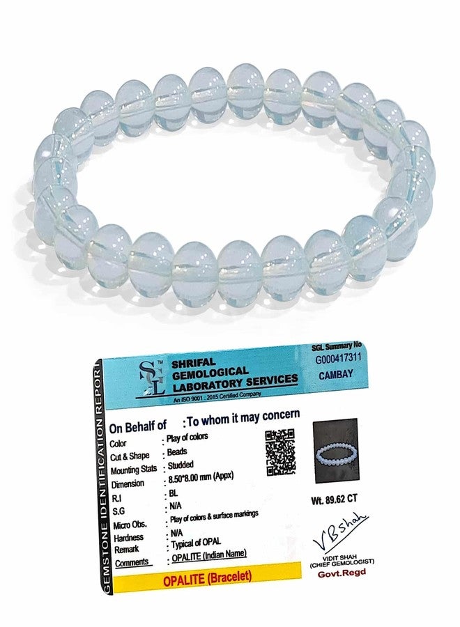 SOLAVA Original Opalite Bracelet for Women and Men with Lab Certificate - Stylish Opal Stone Bracelet for Emotional Healing, Confidence and Better Sleep | Opal Crystal - 8MM beads - Image 1