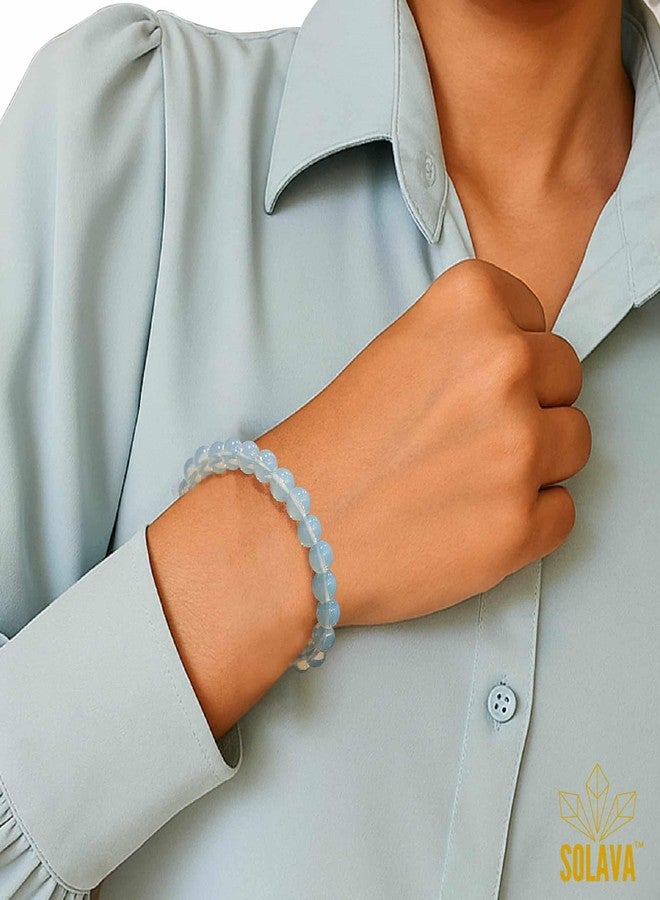 SOLAVA Original Opalite Bracelet for Women and Men with Lab Certificate - Stylish Opal Stone Bracelet for Emotional Healing, Confidence and Better Sleep | Opal Crystal - 8MM beads - Image 4