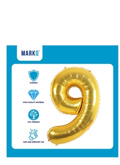 MARKQ 40 inch Number Balloons, Large Gold Foil Helium Balloons for Anniversary Wedding Birthday Party Decoration Supplies (Number 9)  - Image 3