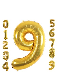 MARKQ 40 inch Number Balloons, Large Gold Foil Helium Balloons for Anniversary Wedding Birthday Party Decoration Supplies (Number 9)  - Image 1