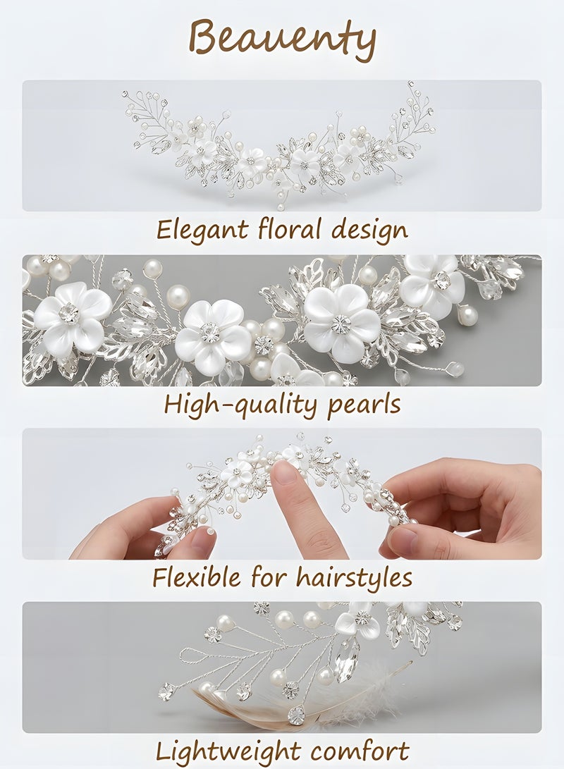 Beauenty Flower Crown Headband, Women Garland Headband ,Flower Hair Headband Pins Hair Accessories for Girls，Flower Crown Headband for Girls Wedding Festival Hair Accessories - Image 2