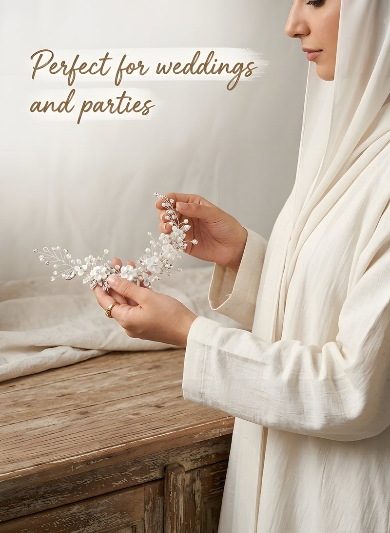 Beauenty Flower Crown Headband, Women Garland Headband ,Flower Hair Headband Pins Hair Accessories for Girls，Flower Crown Headband for Girls Wedding Festival Hair Accessories - Image 5