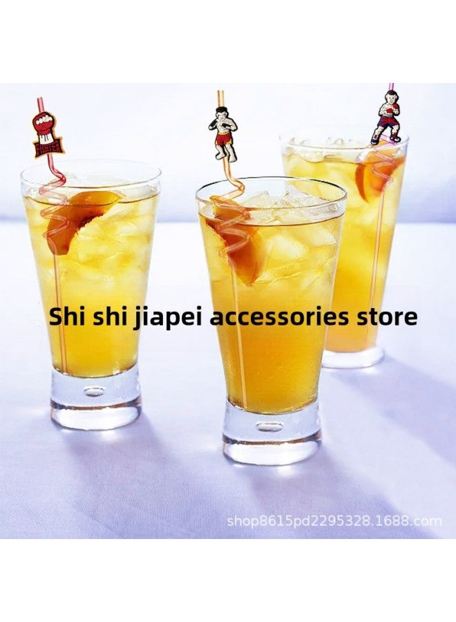 Boxing Straw PET Spiral Straw Cartoon Cute Straw Buckle Patch Food Grade Color Elbow Pipe Accessories-Color:XXG253-02-Specifications:Straw + Shoe Flower - Image 4