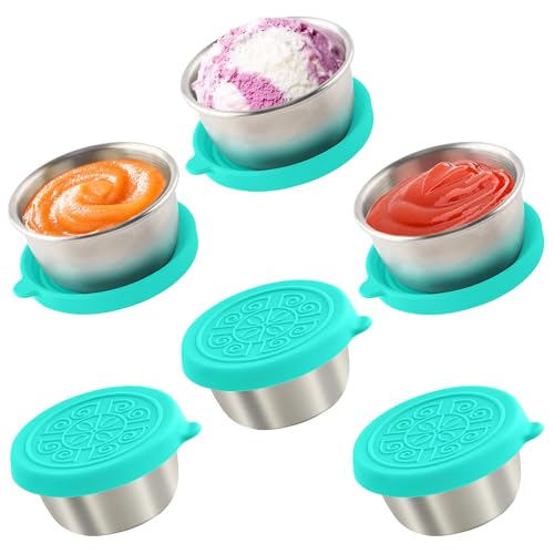 Qukaka 6x1.6 Oz Salad Dressing Containers With Lids, Small Leakproof Reusable Stainless Steel Salad Dressing Container To Go For Lunch Boxes,Sauce containers, Picnics,Travel Meal Prep And Kitchen Storage. - Image 1