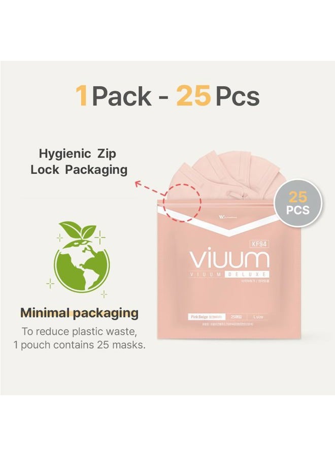 HOMSSEM [25pcs VIUUM Deluxe Korean Face Color Mask– Soft and Durable Korea Face Mask for Adults –2D 4-Layer Filter 6Color (Black-Medium) - Image 2