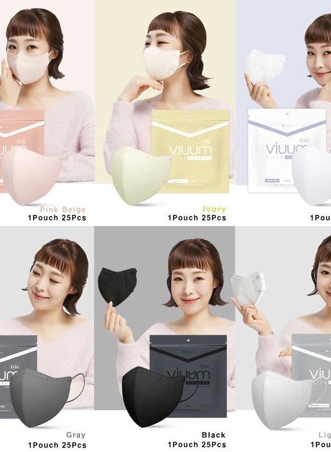 HOMSSEM [25pcs VIUUM Deluxe Korean Face Color Mask– Soft and Durable Korea Face Mask for Adults –2D 4-Layer Filter 6Color (Black-Medium) - Image 4
