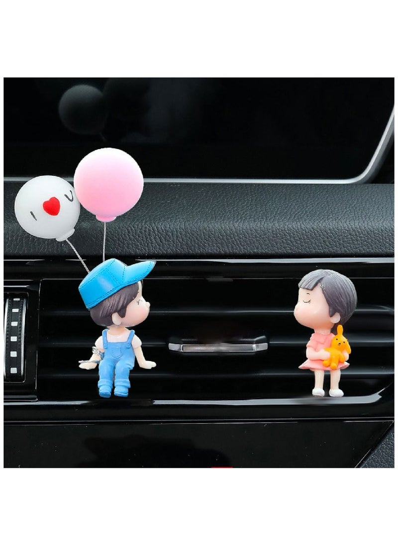 YONK Cute Car Air Fresheners Vent Clip Outlet Freshener Perfume Clip   Decor Lovely Couple Car Interior Accessories For Women & Girls Car Decoration A1  - Image 2