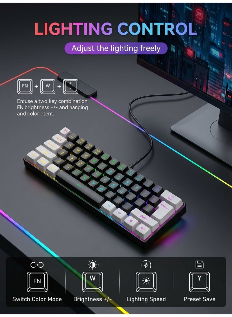Hirospace 61-key Wired Gaming Keyboard 60% Compact Wired Waterproof Version Designed specifically for gamers - Image 3