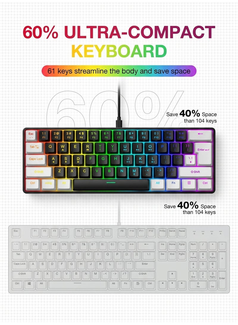 Hirospace 61-key Wired Gaming Keyboard 60% Compact Wired Waterproof Version Designed specifically for gamers - Image 4