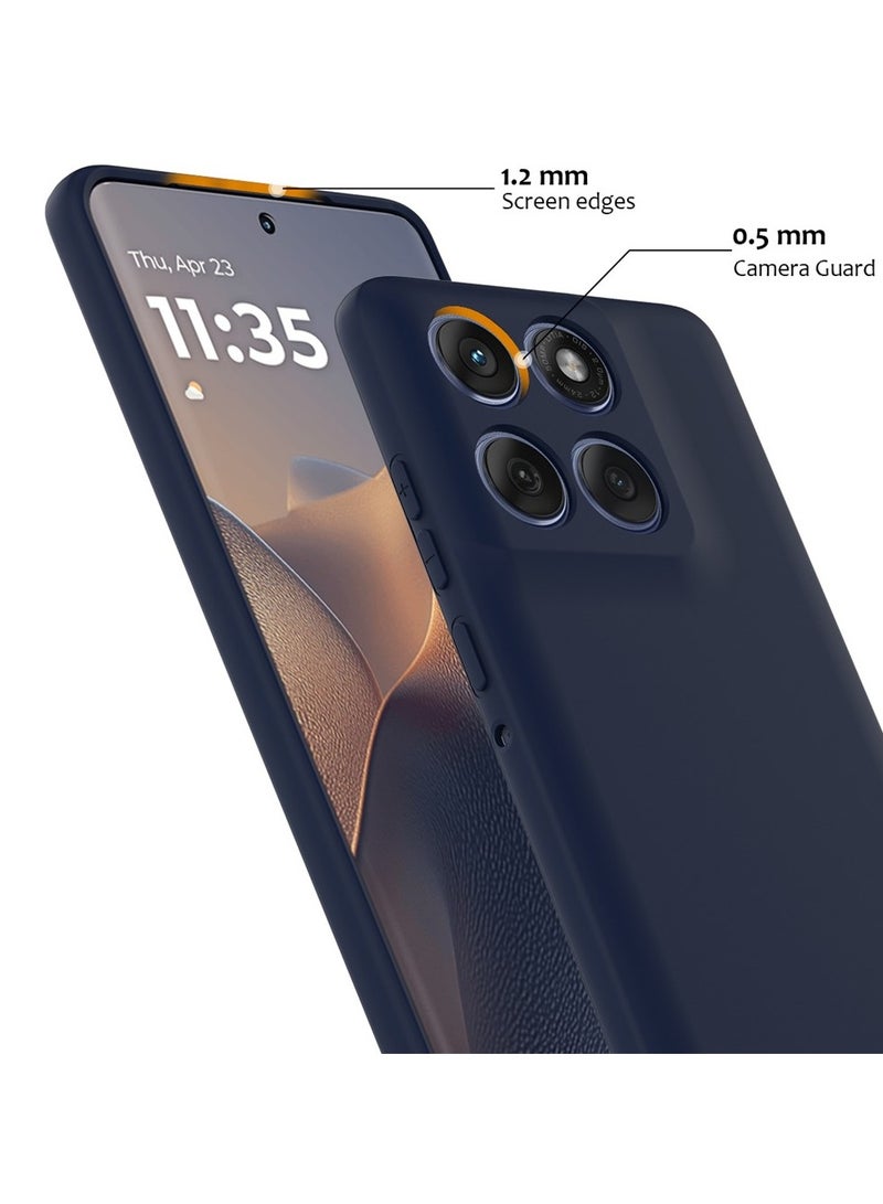 ايكارلوس جراب هاتف موتورولا إيدج 60 فيوجن مصنوع من السيليكون مع بطانة ناعمة من الألياف الدقيقة، غطاء نحيف باللون الأزرق - Image 4