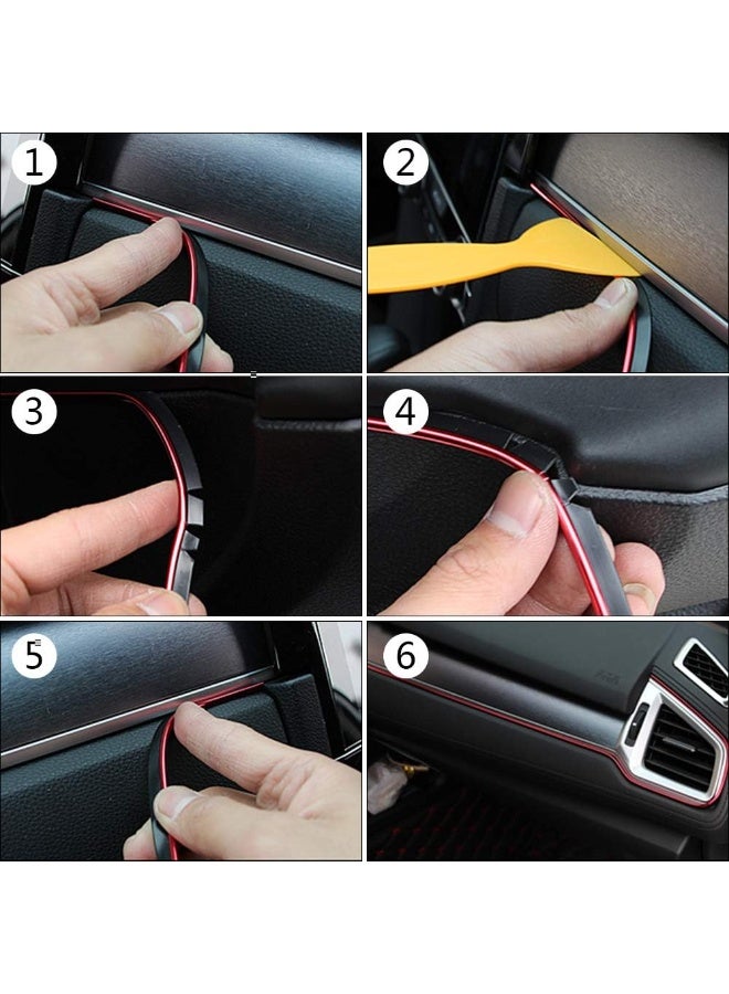 Soofam Car Interior Moulding Trim, 5M Car Decoration Strip Interior and Exterior Decorative Strips, for Car, Engine (Red) - Image 3