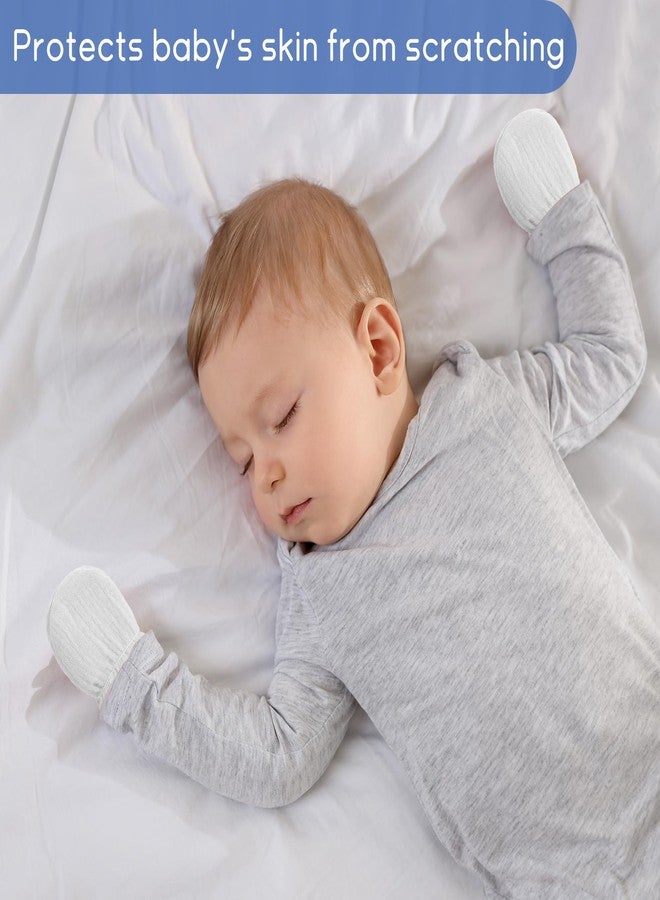 Jeere 8 Pairs Newborn Baby Muslin Mittens 0-6 Months No Scratch Elastic Wrist Soft Breathable Gloves Bulk Cotton for Infant, White, 3.94 x 2.76 inches - Image 4