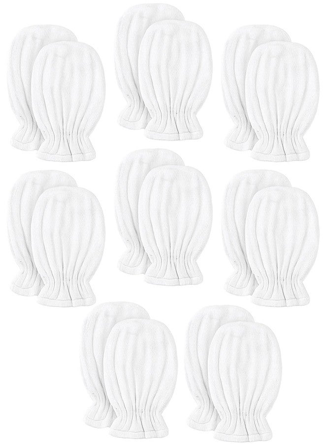Jeere 8 Pairs Newborn Baby Muslin Mittens 0-6 Months No Scratch Elastic Wrist Soft Breathable Gloves Bulk Cotton for Infant, White, 3.94 x 2.76 inches - Image 1