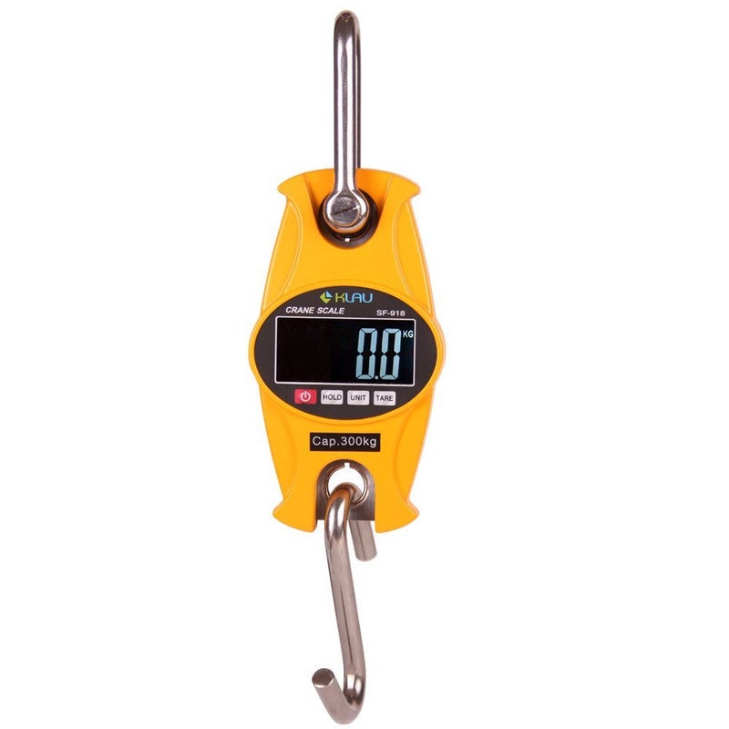 Klau Digital Hanging Scales 300 Kg  600 lb SF918 Heavy Duty Crane Scale Yellow for Home Farm Hunting