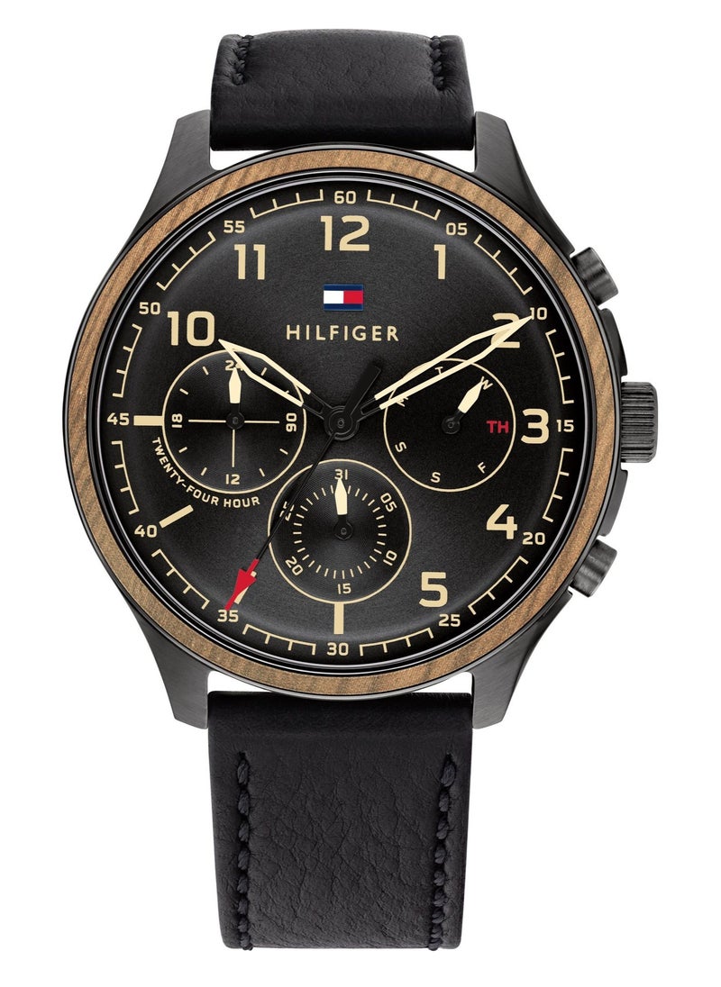 Tommy Hilfiger Plus Analog Quartz Watch for Men with Black Leather Strap - 1791854  - Image 1