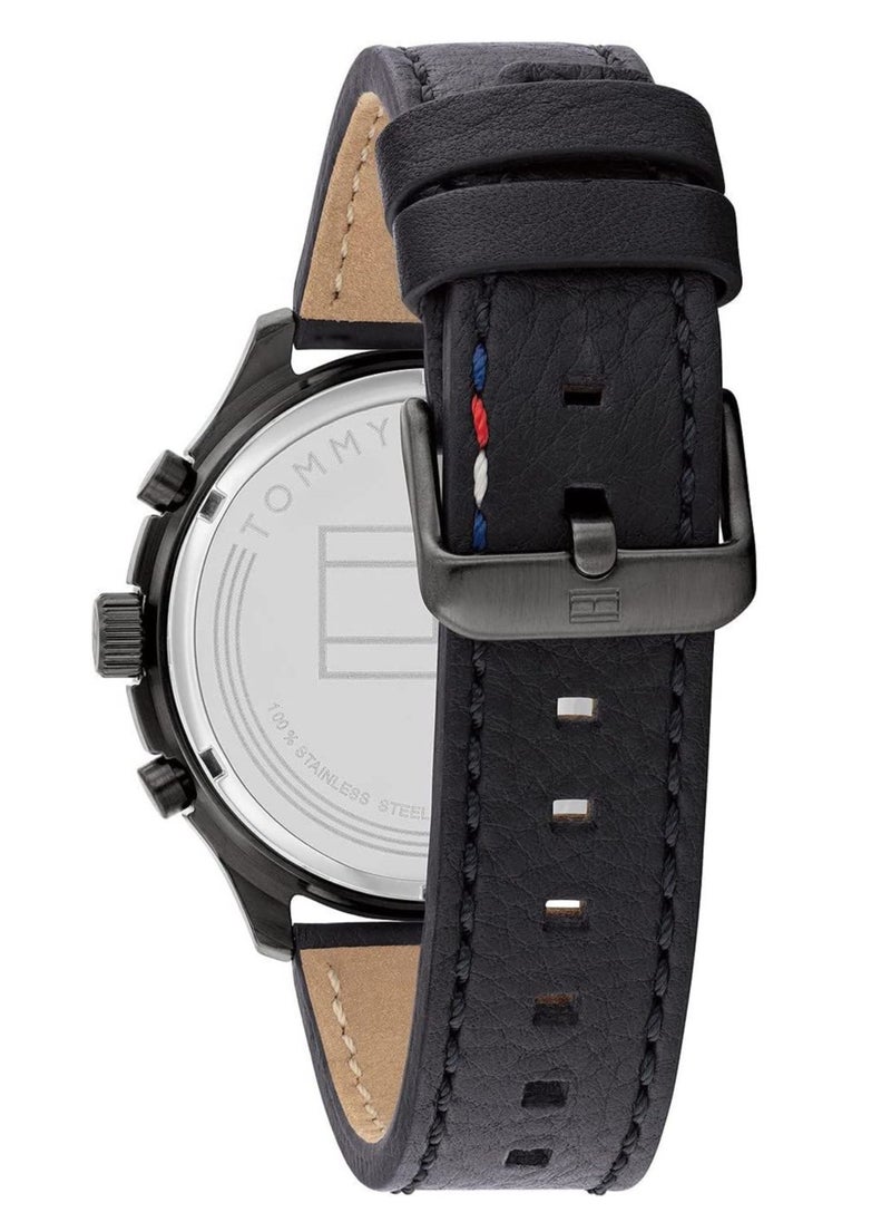 Tommy Hilfiger Plus Analog Quartz Watch for Men with Black Leather Strap - 1791854  - Image 2