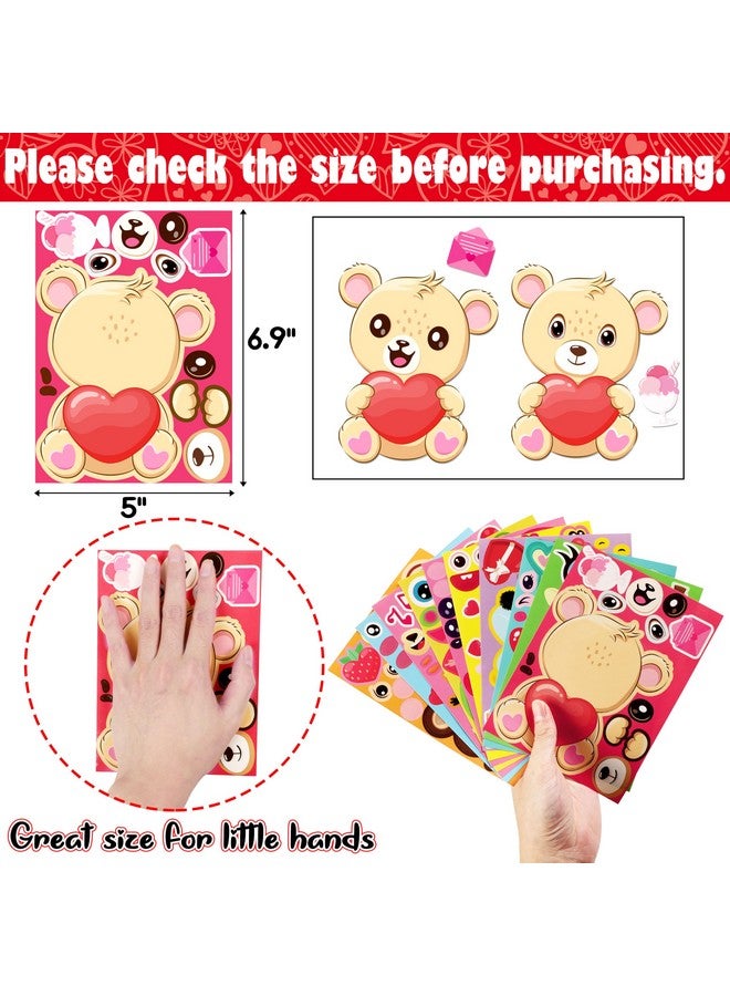Moon Boat 70Sheets Valentines Stickers Crafts for Kids - Make-A-Dog/Cat/Monster/Bear/Frog Face Sticker- Valentine's Day Gifts Goodie Bag Stuffer School Classroom Activity Games Party Favors (Small Size) - Image 4