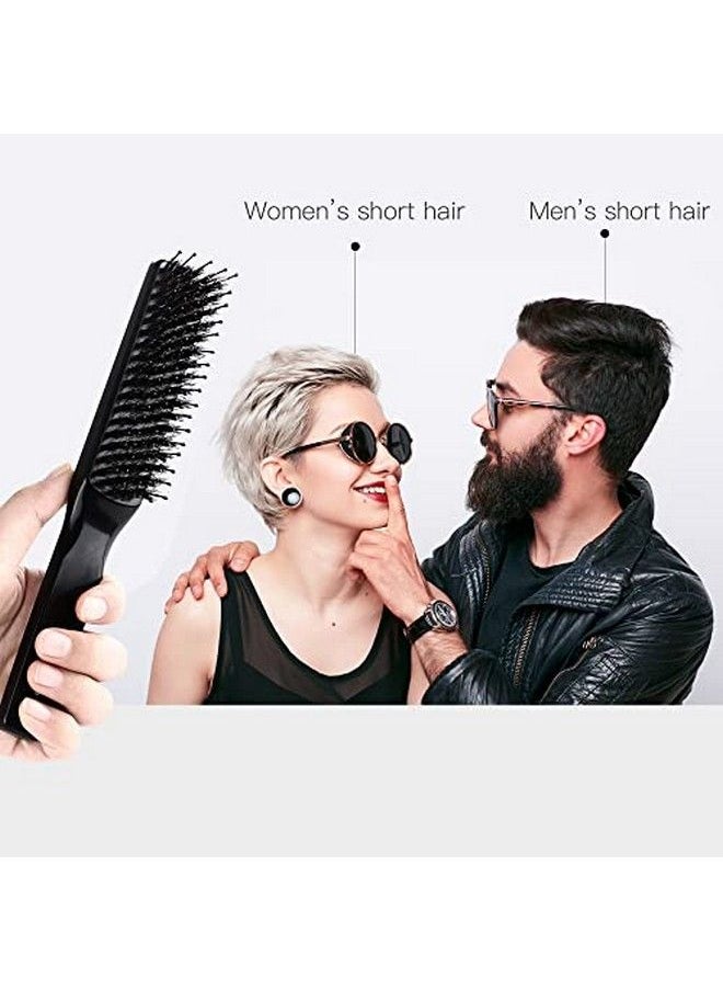 Perfehair Boar Bristle Hair Brush For Women Men Boar & Nylon Bristle Paddle Hairbrush For Wet Dry Thin Thick Curly Hair Smoothing Styling Detangling Black  - Image 5