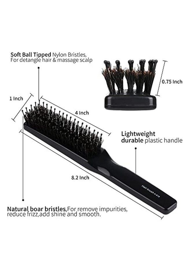 Perfehair Boar Bristle Hair Brush For Women Men Boar & Nylon Bristle Paddle Hairbrush For Wet Dry Thin Thick Curly Hair Smoothing Styling Detangling Black  - Image 4