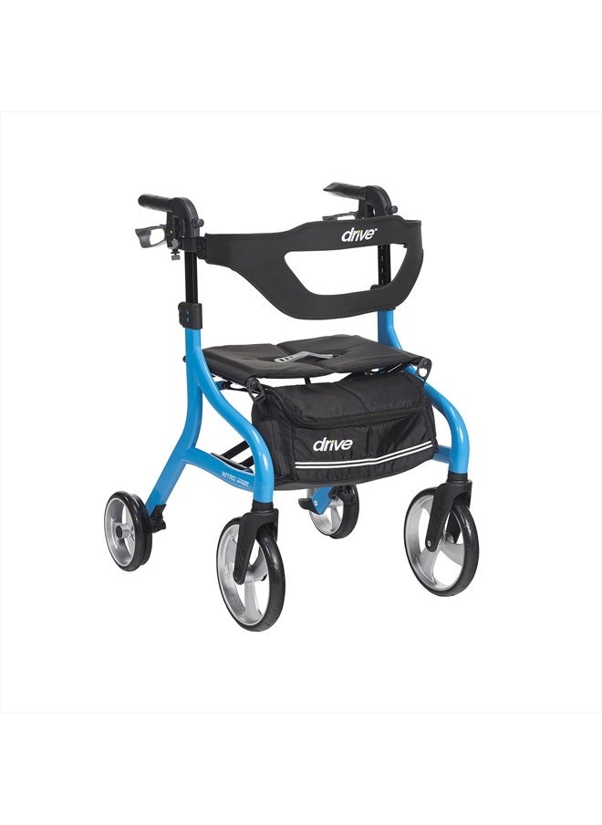 Drive Medical Nitro Sprint Foldable Rollator Walker with Seat, Standard Height Lightweight Rollator with Large Wheels, Folding Rolling Walker, Walker Rollator with Seat, Blue  - Image 1