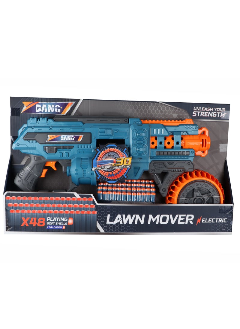 Bang Bang - Lawn Mower Toy Gun with 48 Bullets, Electric Firing, Long Range Shooting for Kids  - Image 1