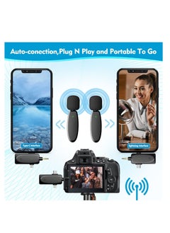 Y&D 3 in 1 Dual Lavalier Microphone for iPhone iPad Android Phones Camera 2 Pack Wireless Lapel Video Recording  - Image 2