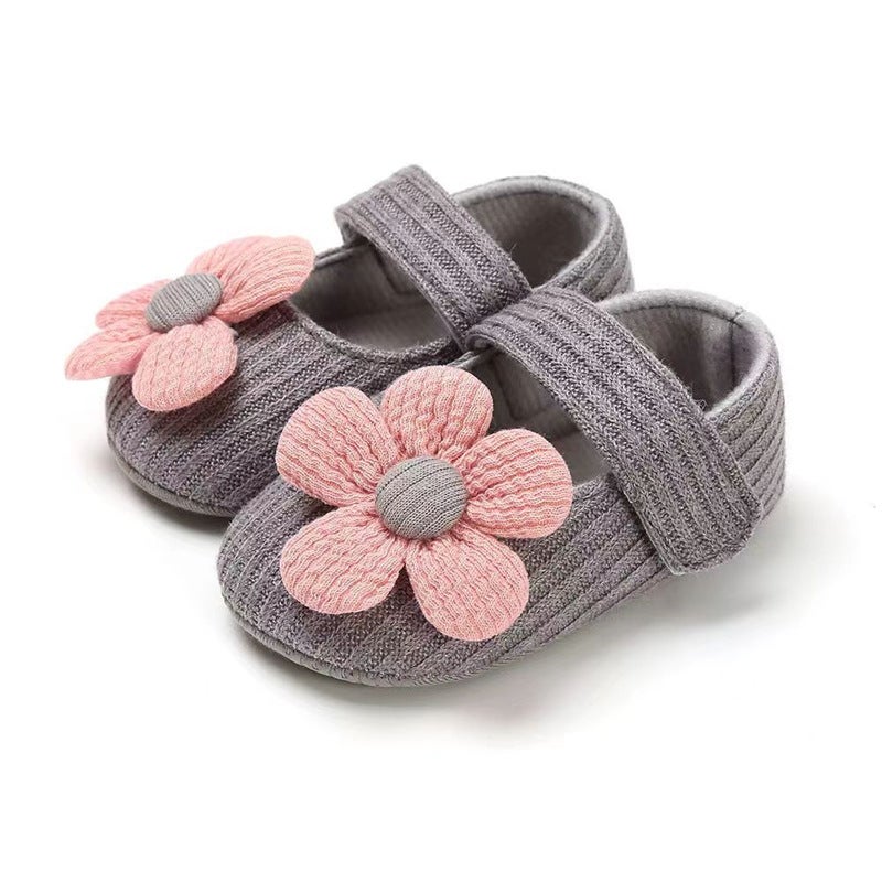 Floral Princess Baby Shoes Soft Sole White Bow - Image 3