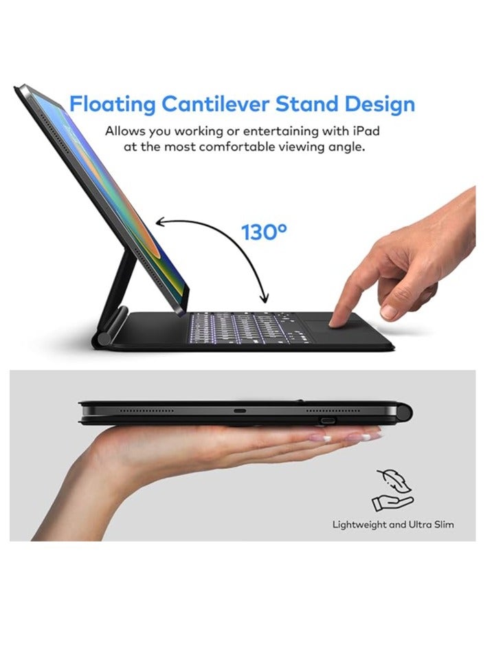 Arabic and English Keyboard Case for iPad Air 11-inch (M2)  iPad Pro 11 inch (1st/2nd/3rd/4th Generation) – Magic-Style Magnetic Keyboard Case with Multi-Touch Trackpad Compatible with 10.9” iPad Ai - Image 2