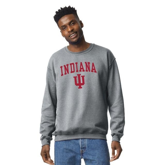 Barnesmith Indiana University Hoosiers Crewneck Sweatshirt, Heritage, Charcoal Grey, Large - Image 2