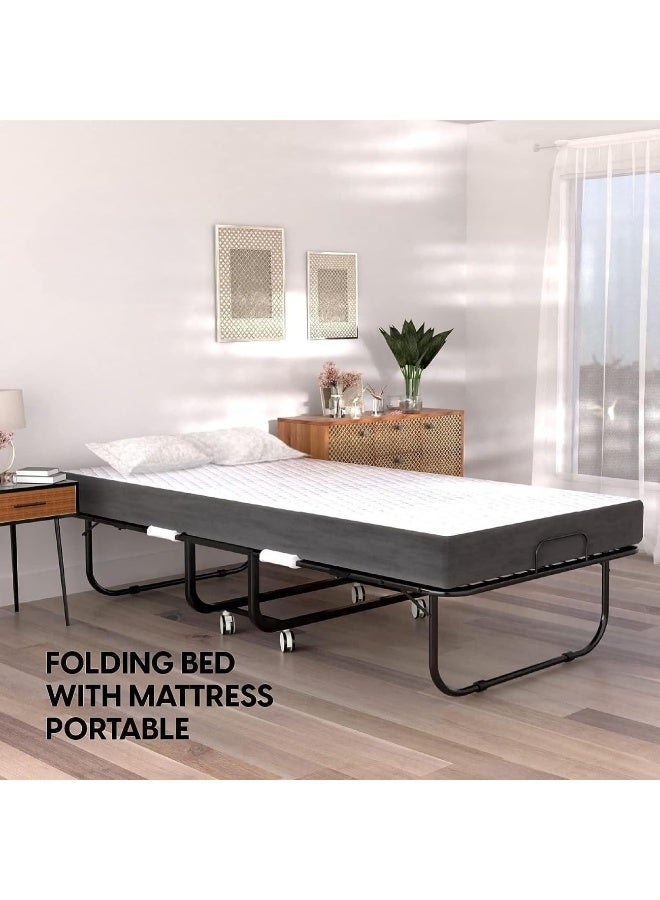 VITION Folding Bed with Memory Foam Mattress, Portable Foldable Beds Strong Sturdy Frame, Rollaway Beds for Home and Office (190 * 80cm) - Image 5