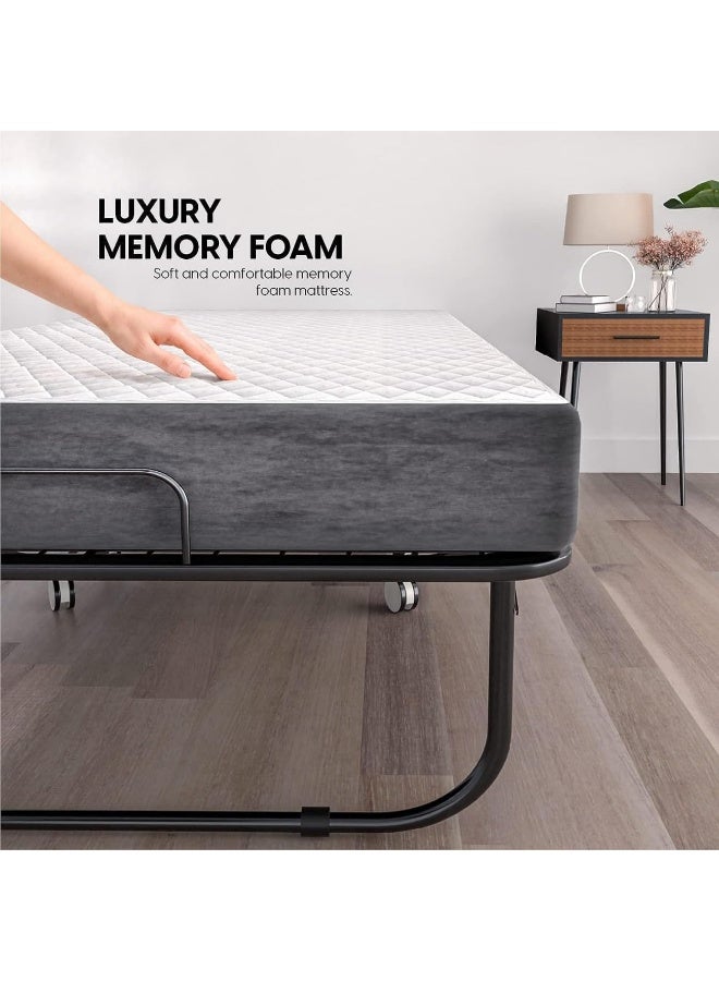 VITION Folding Bed with Memory Foam Mattress, Portable Foldable Beds Strong Sturdy Frame, Rollaway Beds for Home and Office (190 * 80cm) - Image 4
