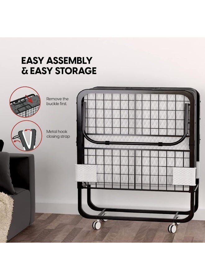 VITION Folding Bed with Memory Foam Mattress, Portable Foldable Beds Strong Sturdy Frame, Rollaway Beds for Home and Office (190 * 80cm) - Image 3