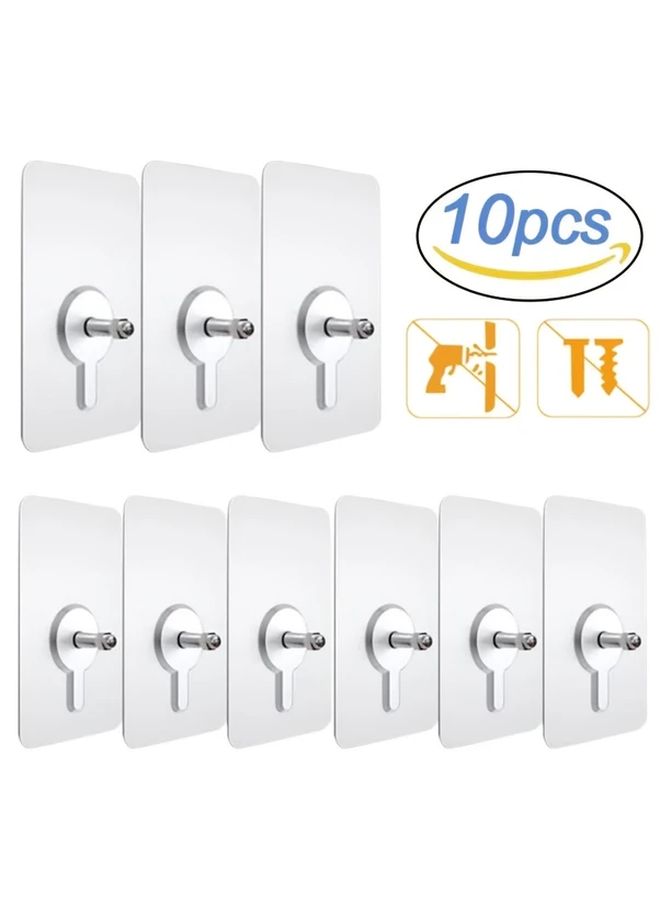 10 Pack Clear Plastic Shelf Hooks 22 05lb Load Capacity Easy Screwless Install 0 39in - Image 1