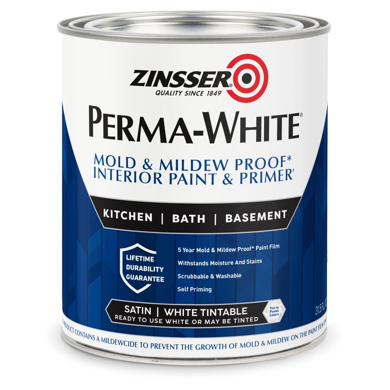 Zinsser 1 qt. White Satin Water Interior Paint - Image 1