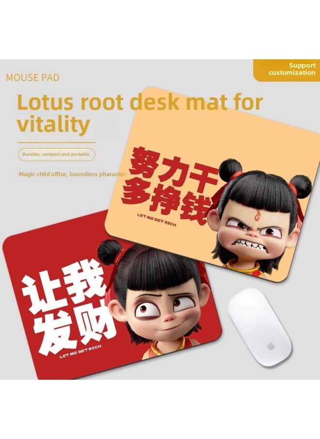 Generic - Nezha Funny Expression Bag Mouse Pad Office Learning Desk Pad Small Size Joker Keyboard Game Desk Pad Customization-Colour:260*210 2mm Overlock-Pattern:1396 - Image 1