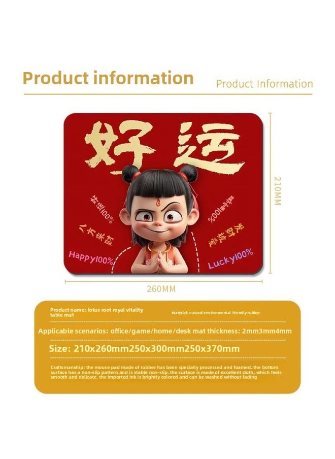 Generic - Nezha Funny Expression Bag Mouse Pad Office Learning Desk Pad Small Size Joker Keyboard Game Desk Pad Customization-Colour:260*210 2mm Overlock-Pattern:1396 - Image 1