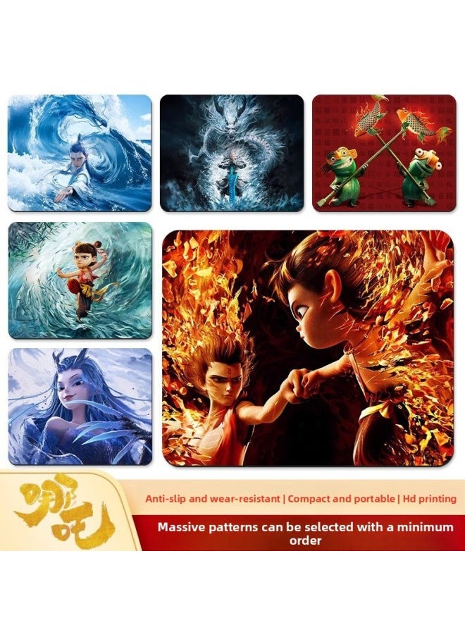 Generic - Nezha Funny Expression Bag Mouse Pad Office Learning Desk Pad Small Size Joker Keyboard Game Desk Pad Customization-Colour:260*210 2mm Overlock-Pattern:1396 - Image 1