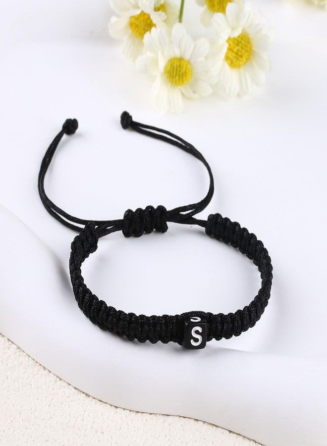 SUMMER LOVE Initial Bracelet for Women Men A J S K Charm Handmade Bracelets Rope Braided Letter Bracelet for Couples Best Friend,Adjustable Father Mother Day Gifts for Mom Boyfriend Friendship Jewelry (S) - Image 2