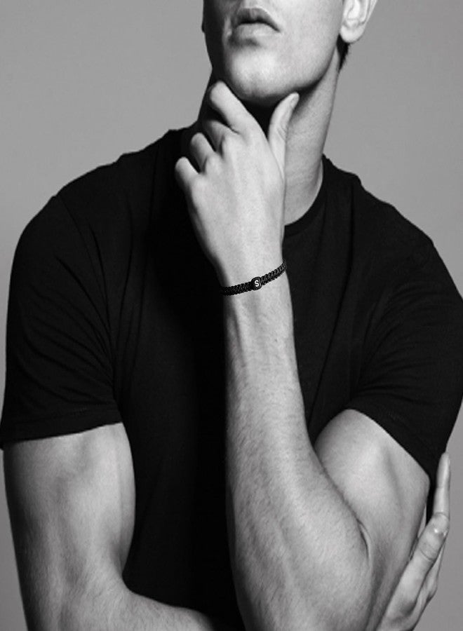 SUMMER LOVE Initial Bracelet for Women Men A J S K Charm Handmade Bracelets Rope Braided Letter Bracelet for Couples Best Friend,Adjustable Father Mother Day Gifts for Mom Boyfriend Friendship Jewelry (S) - Image 4