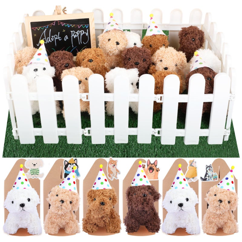 Zealor 88PCS Adopt a Puppy Party Favor 22 Mini Plush Teddy Dog Stuffed Animal House Shaped Treat Box with Birthday Hat for Operation Christmas Shoebox Gift Adopt a Pet Theme Birthday Party Supplies - Image 3
