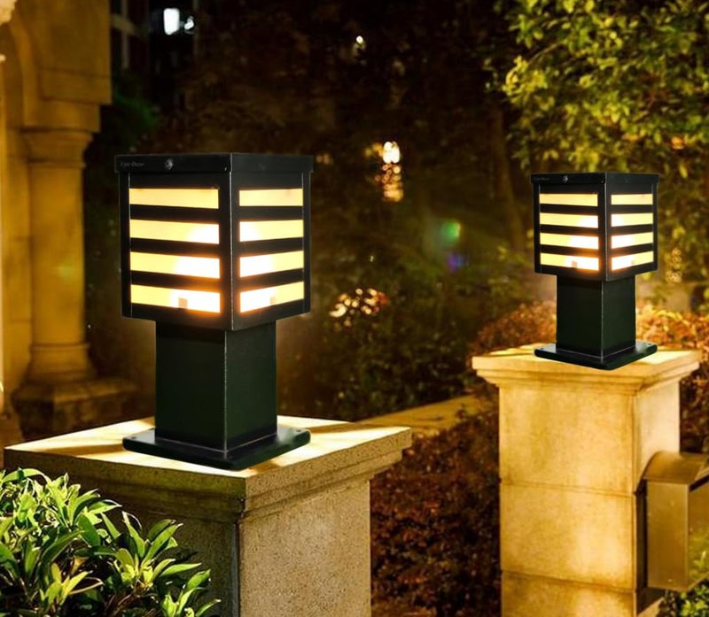 BrightLyt BrighLyt Gate Light for Outdoor Home Gates Waterproof | Outdoor Gate Lamps for Main Gate | Garden Light | Pillar Lights | Boundry Light (Metal Black, GL18, Pack of 2) - Image 1