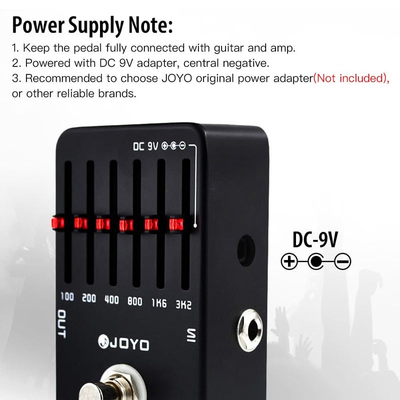 JOYO 6-Band EQ Pedal Electric Guitar Equalizer (100Hz 200Hz 400Hz 800Hz 1.6kHz 3.2kHz) Provides Â±18dB for Each Band (JF-11) - Image 5